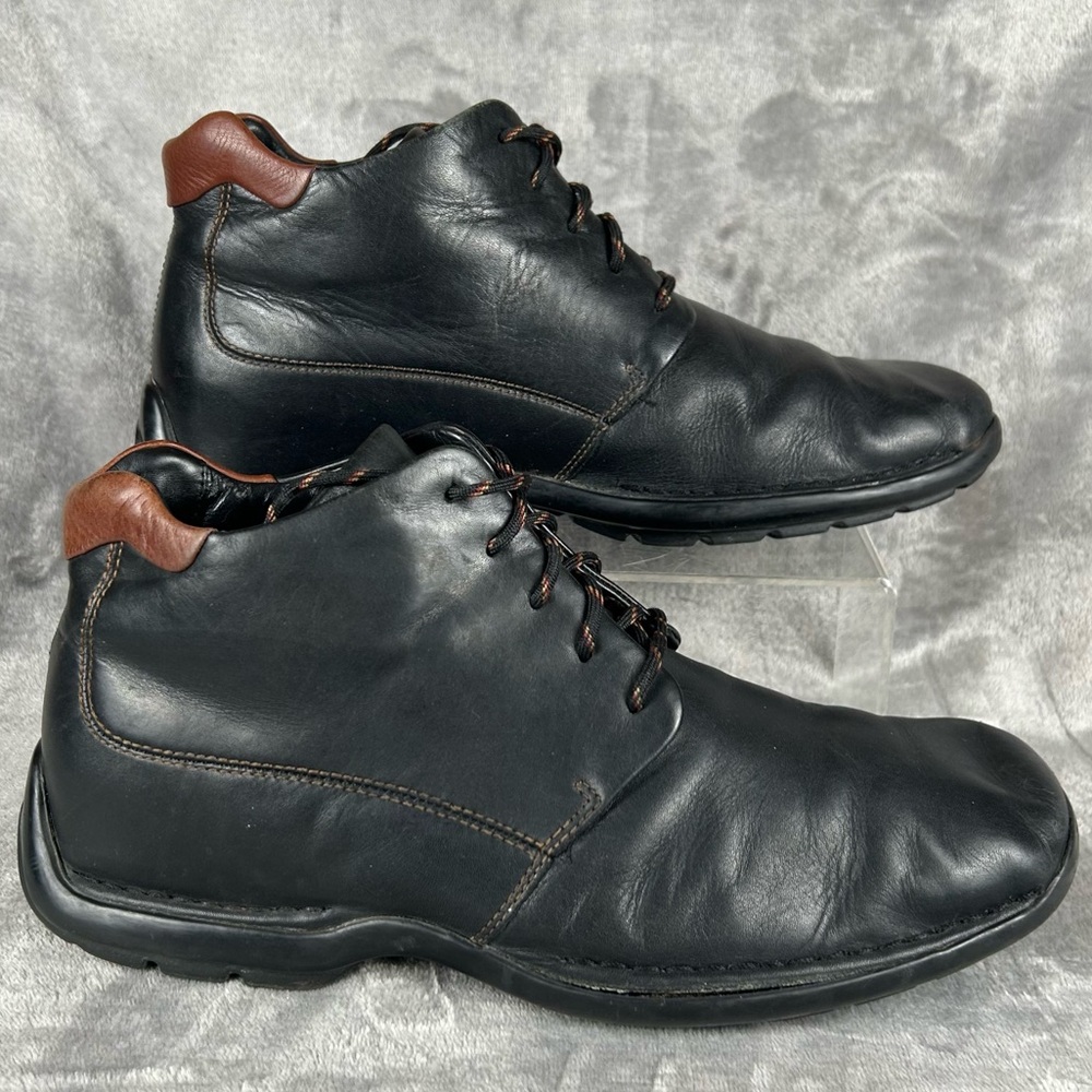 Cole Haan Zeno Chukka Boots‎ Mens Size 9.5 Black Leather W Brown Minimalist